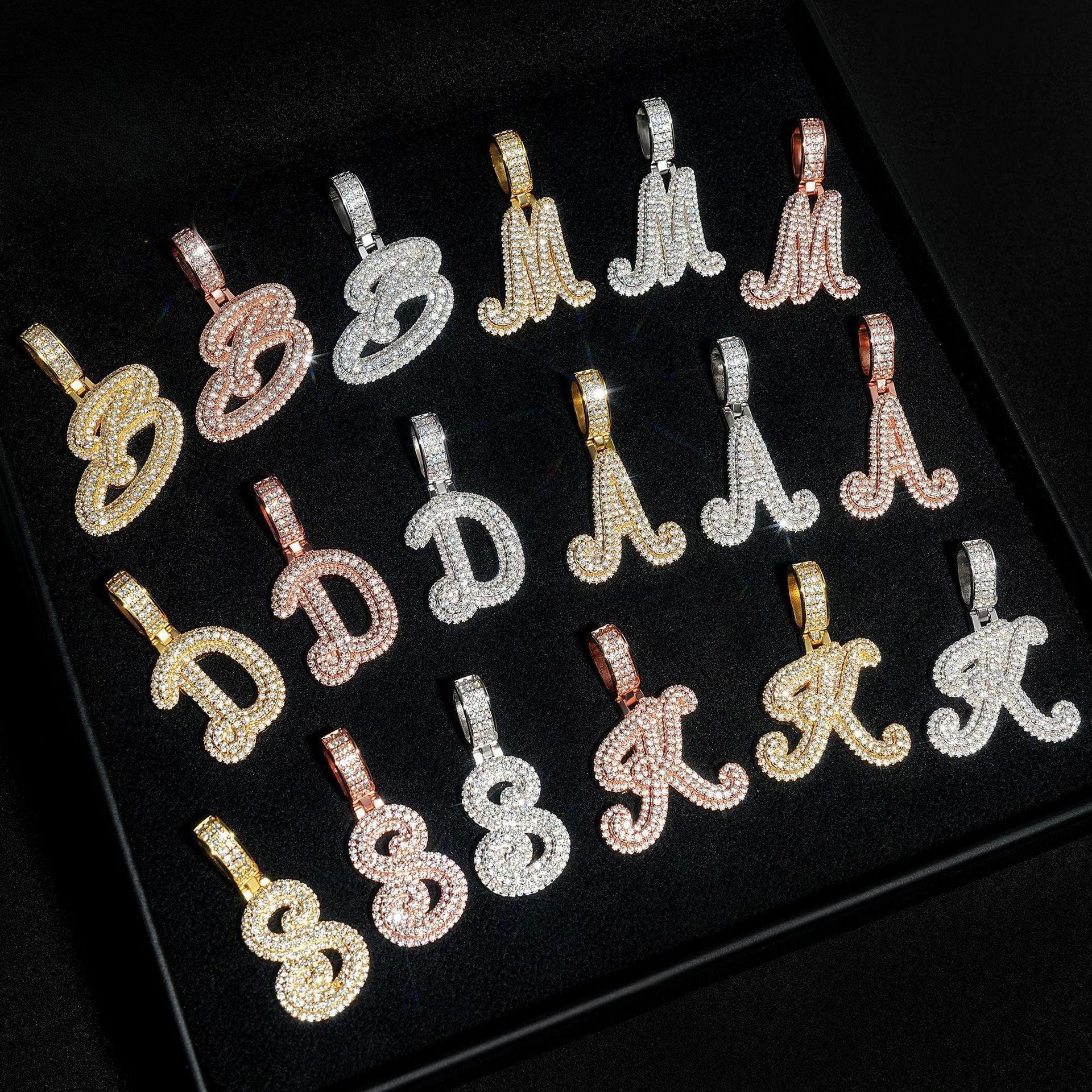 New Personalized Letter Pendant – S925 Silver Moissanite, Hip-Hop Style Jewelry - CaratixJewelry